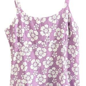 Holiday The Label Dress Womens Large Purple NWT Linen Smiley Floral Mini